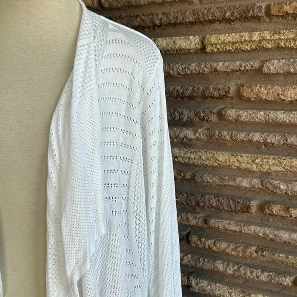 INC International Concepts White Open Drape Asymmetrical Cardigan Sweate… - Picture 4 of 6